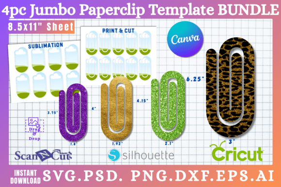 4 Size Jumbo Paperclip Template BUNDLE