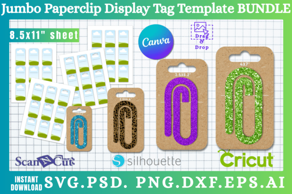 4pc Jumbo Paperclip Display Card Bundle