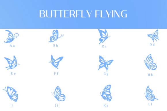 Butterfly Flying Font PNG with transparent background - Preview 1