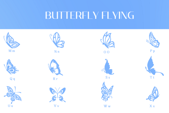 Butterfly Flying Font PNG with transparent background - Preview 2