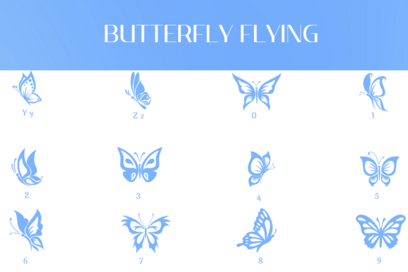 Butterfly Flying Font PNG with transparent background - Preview 3