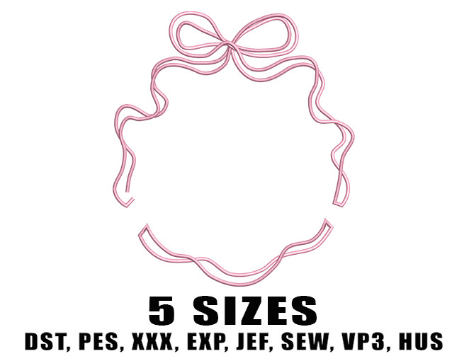 Curvy Ribbon Frame Embroidery Design