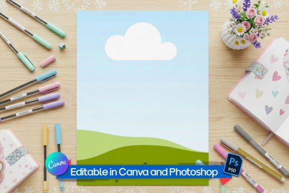 Cute Page Mockup with Pastel Pencils