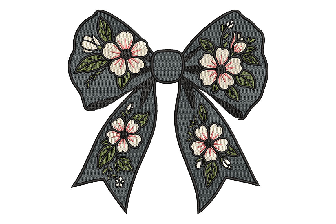Floral Ribbon Bow Embroidery