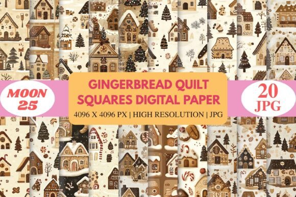 Gingerbread Quilt Squares Digital Paper