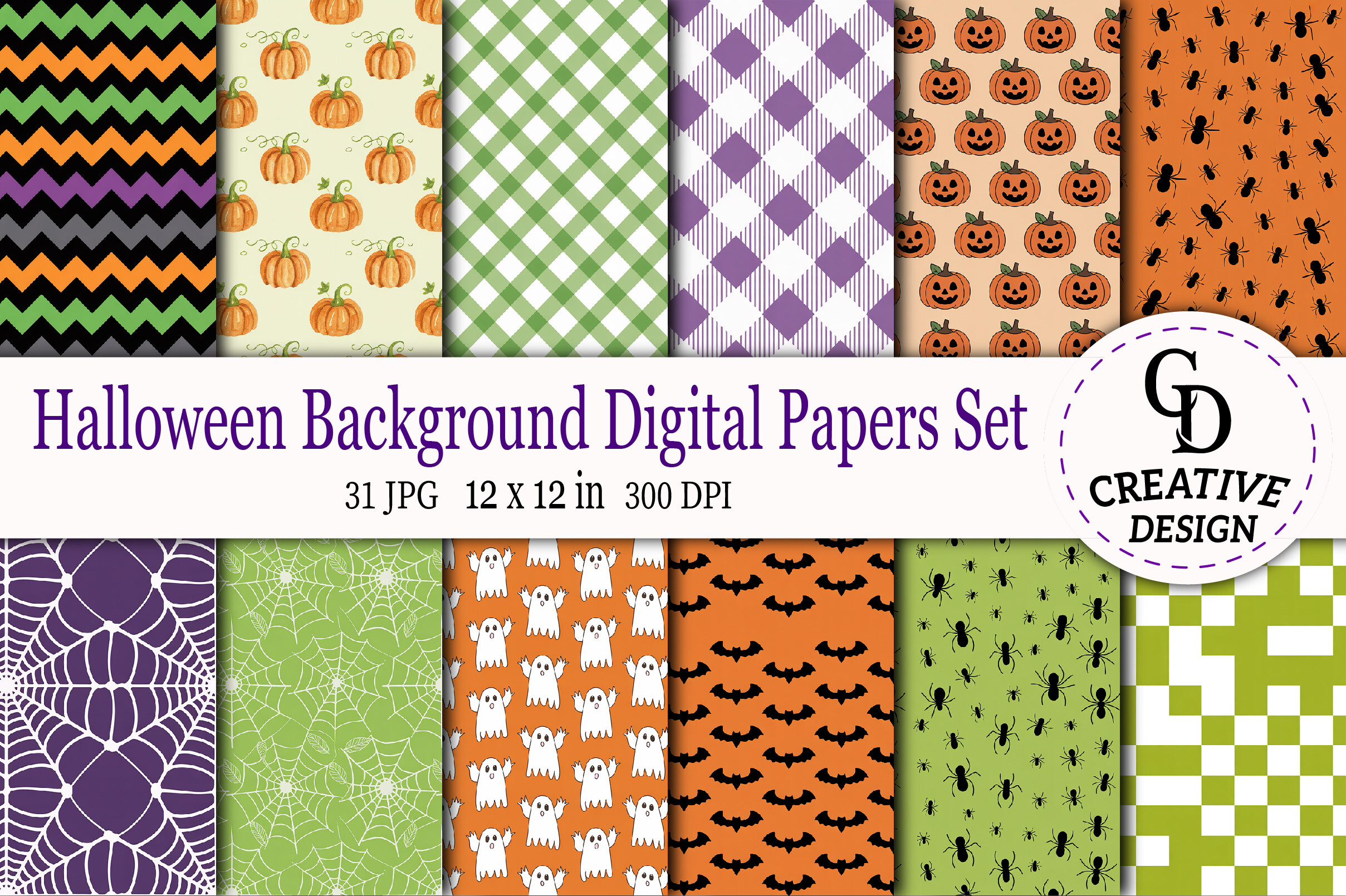 Halloween Background Digital Papers Set