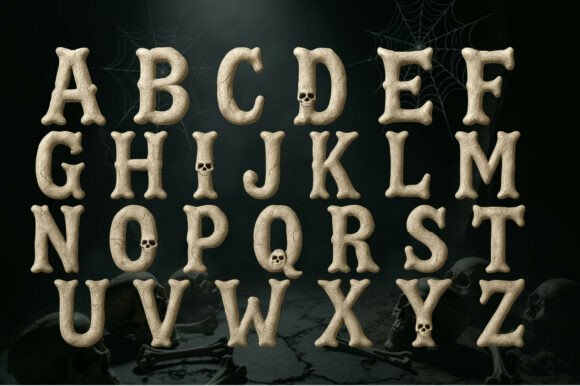 Halloween Bone Yard Font PNG with transparent background - Preview 4