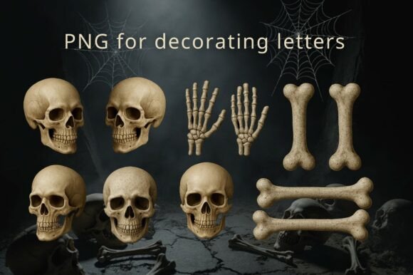 Halloween Bone Yard Font PNG with transparent background - Preview 6