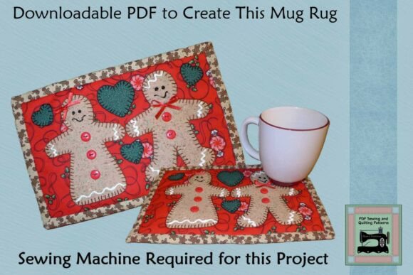 PDF Pattern Gingerbread Couple Mug Rug
