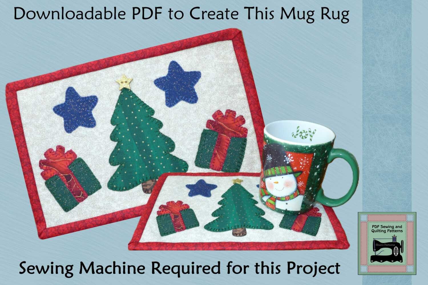 PDF Pattern for Christmas Tree Mug Rug