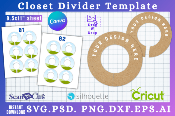 Round Closet Divider Canva & SVGTemplate
