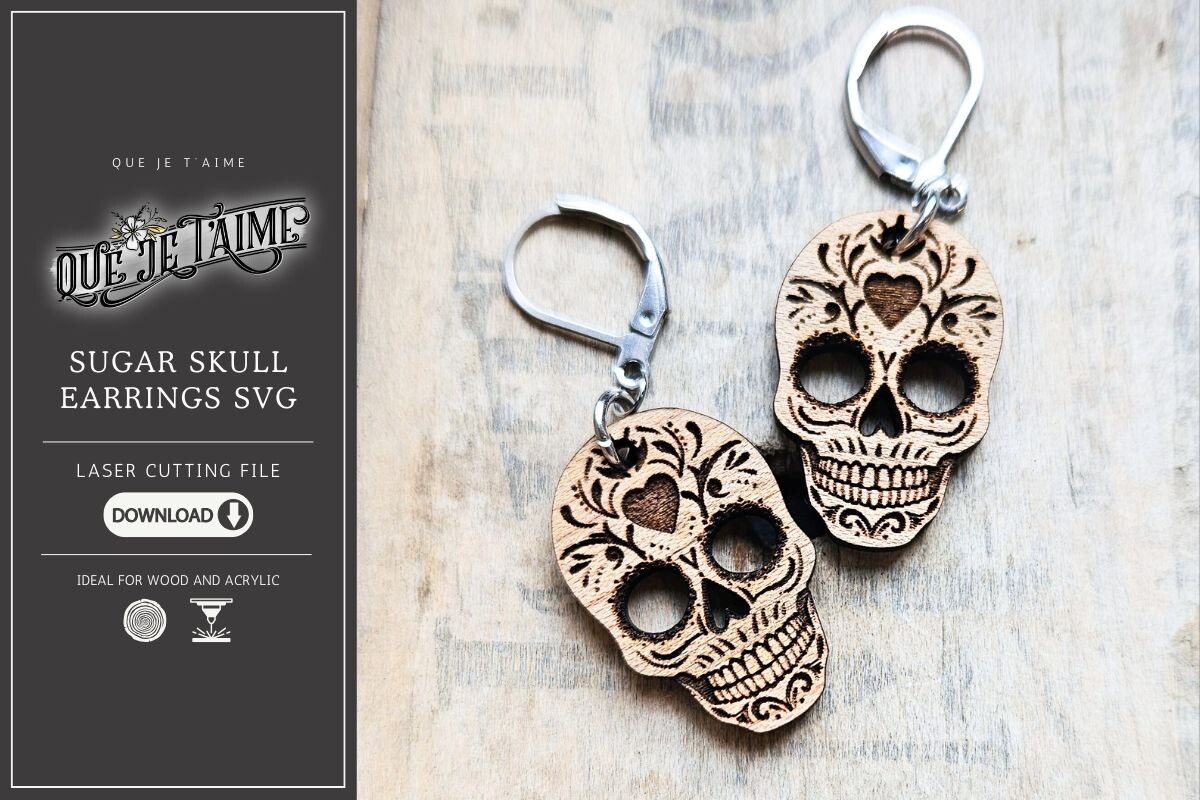 Sugar Skull Earrings SVG