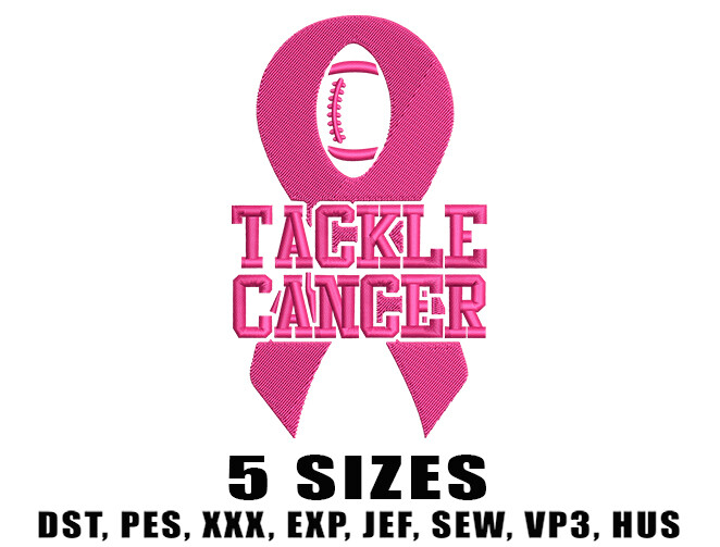 Tackle Cancer Football Ribbon Embroidery Design
