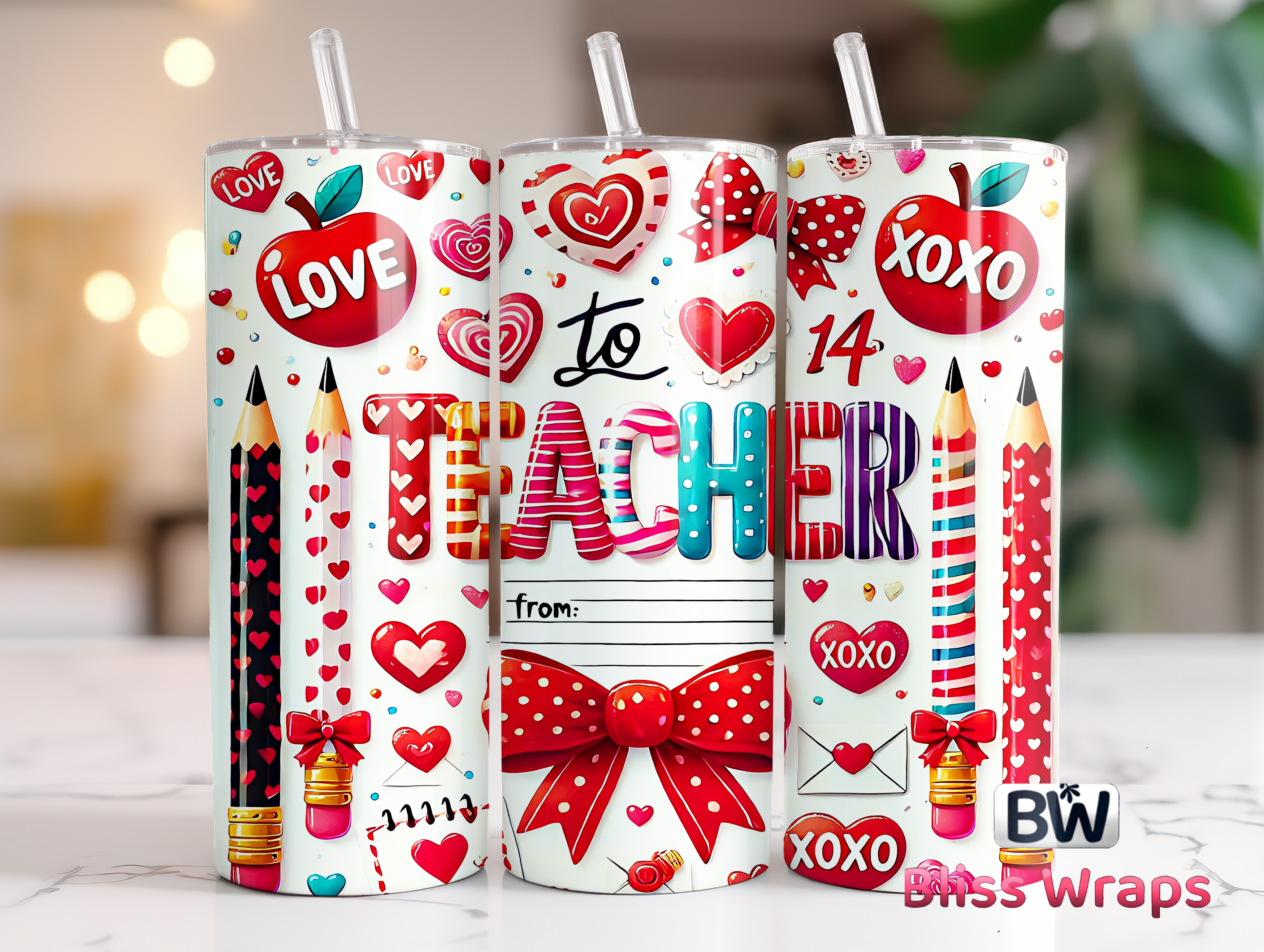 Valentine Teacher Tumbler Wrap