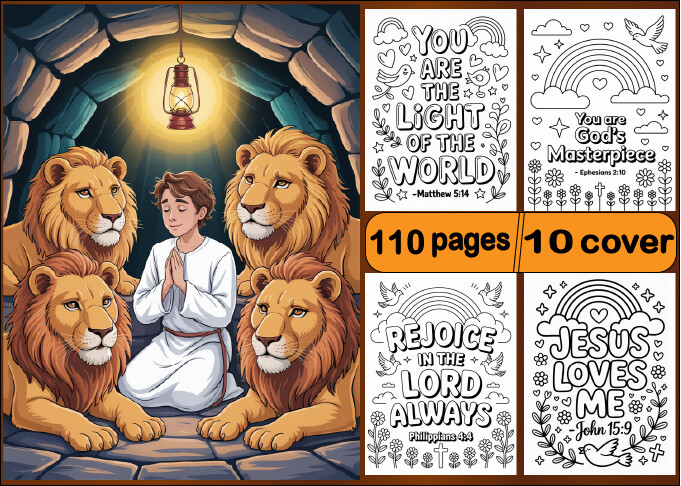 110 Pages Bible Coloring Book for Kids