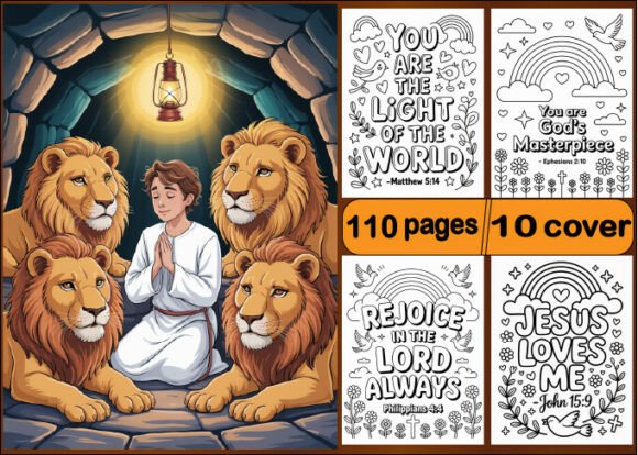 110 Pages Bible Coloring Book for Kids