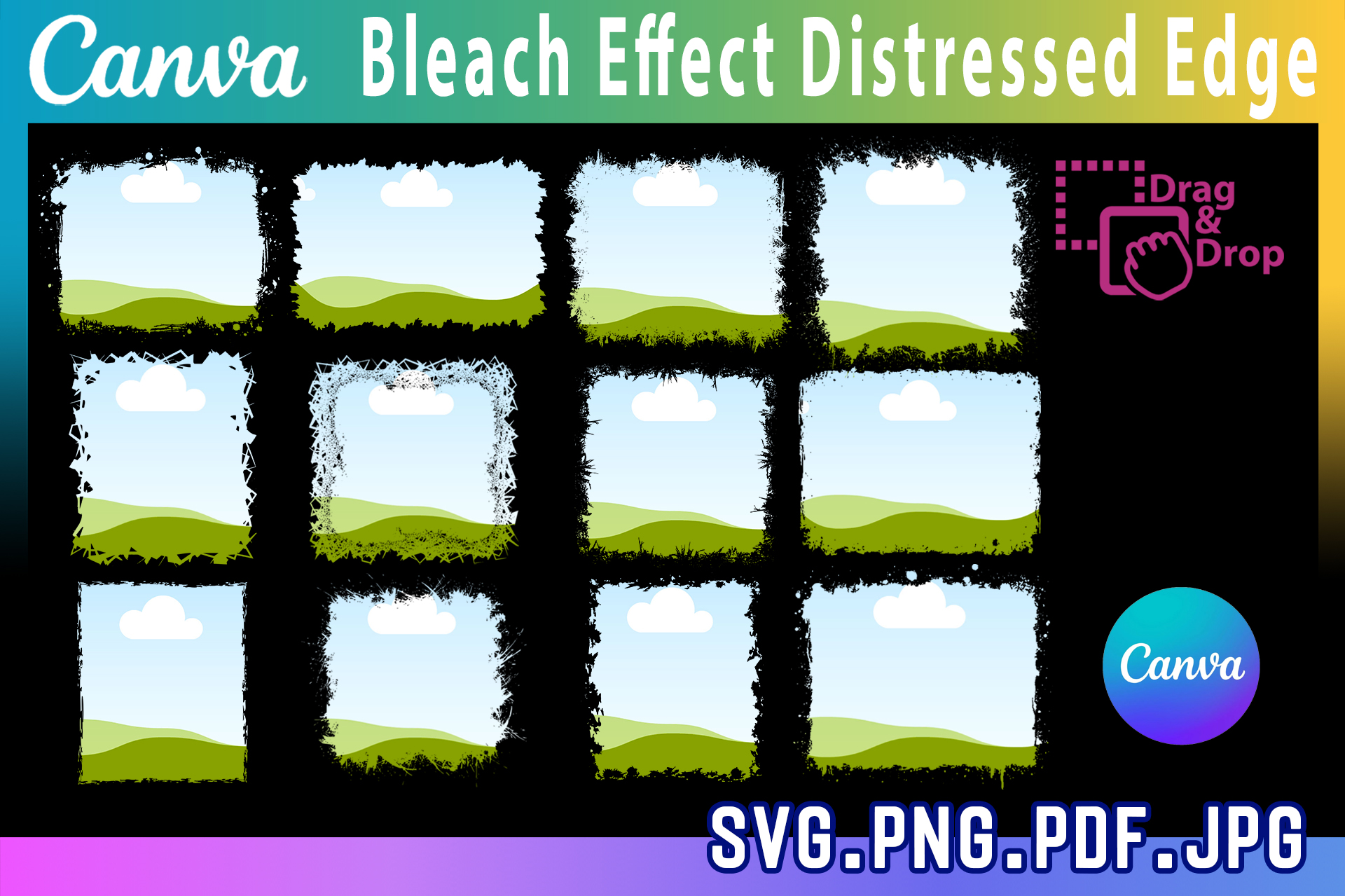 Bleach Effect Distressed Edge Canva Fram