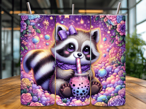 Bubble Tea Raccoon Tumbler Wrap
