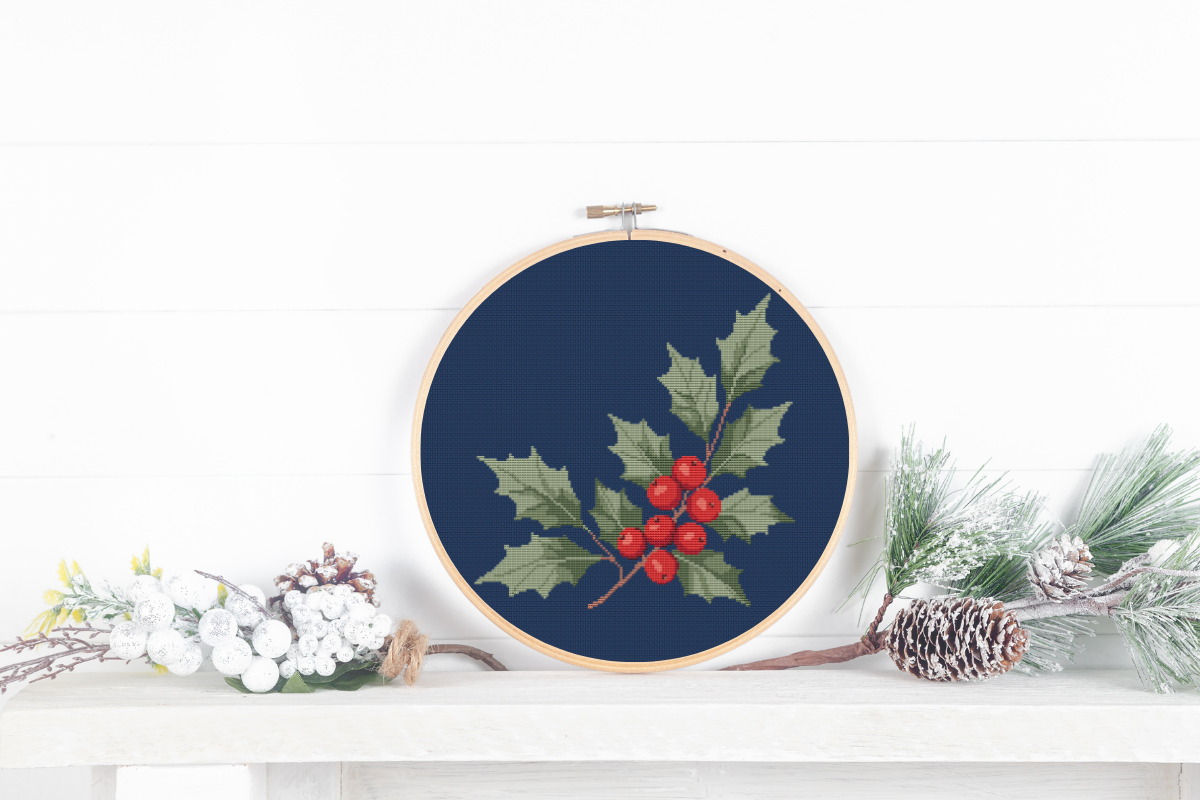 Cross Stitch Pattern Christmas Holly