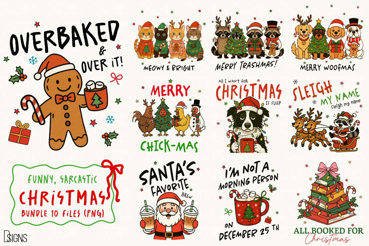 Funny Sarcastic Christmas Bundle Png - photo 1