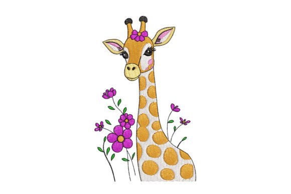 Giraffe with Flowers