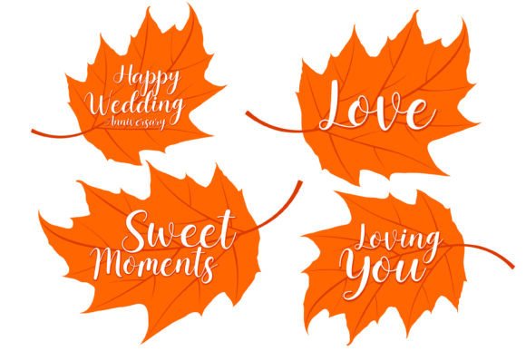 Set of Love Message on Autumn