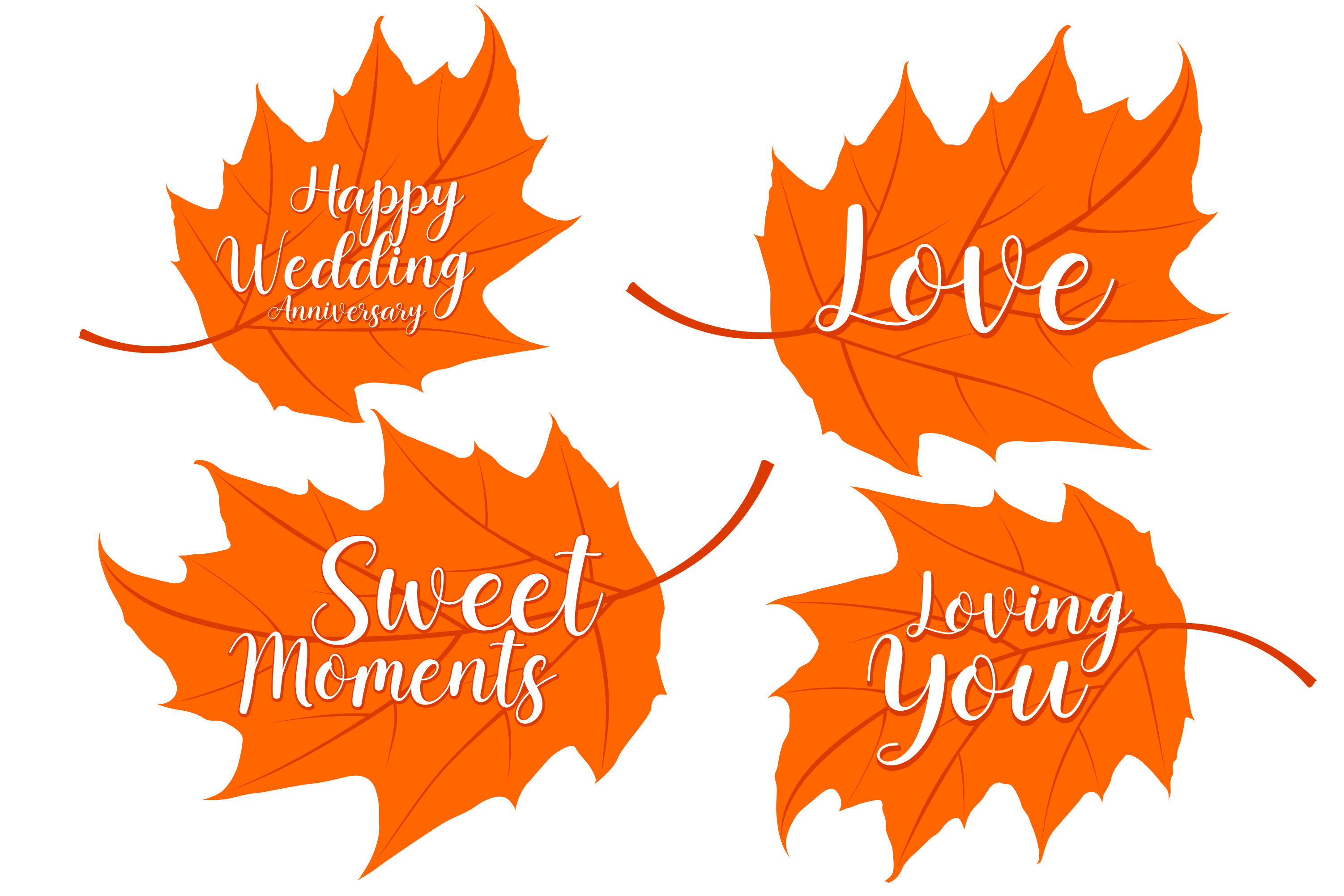 Set of Love Message on Autumn