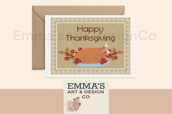 Thanksgiving Cross Stitch Greeting Card