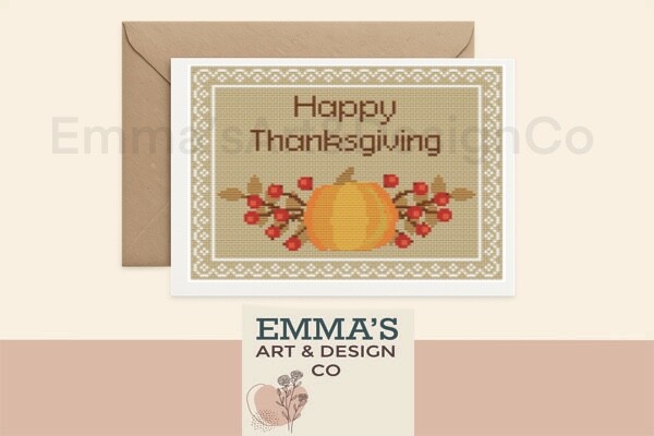 Thanksgiving Cross Stitch Greeting Card