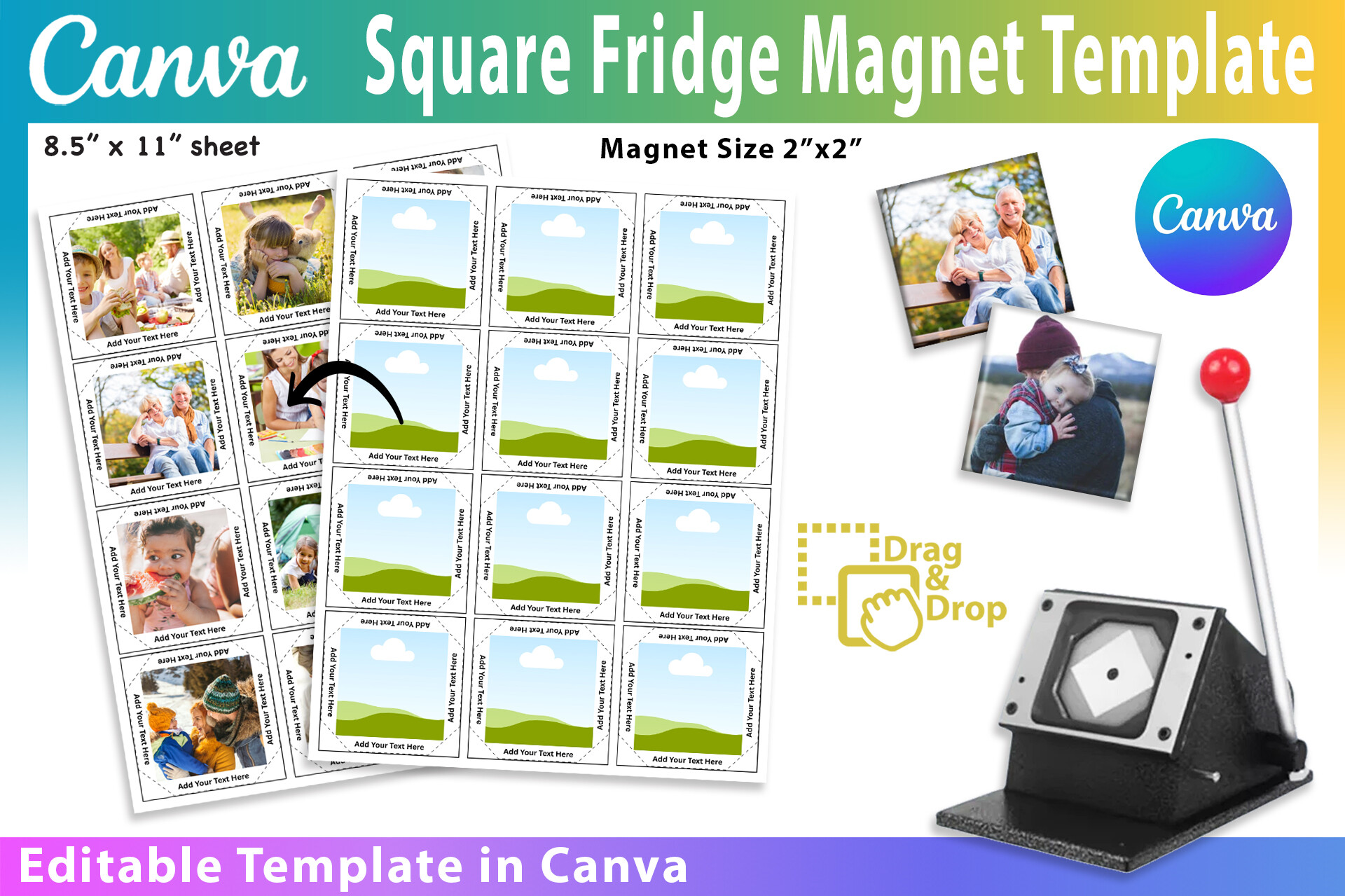 2x2 Fridge Magnet Template Square Magnet