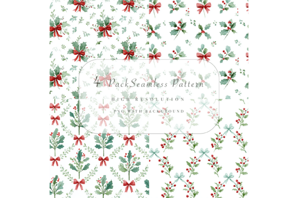 4 Pack Christmas Seamless Pattern