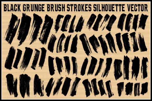 Black Grunge Brush Strokes Silhouette Illustration Illustrations Imprimables Par Pixvera