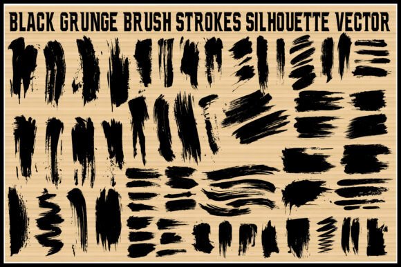 Black Grunge Brush Strokes Silhouette Illustration Illustrations Imprimables Par Pixvera
