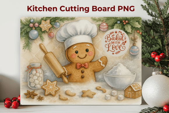 Christmas Kitchen Cutting Board PNG