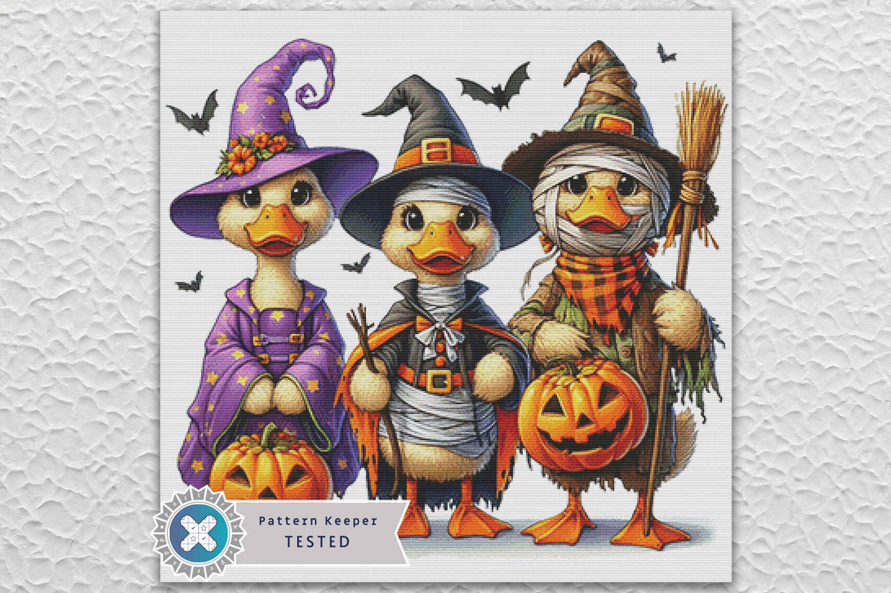 Cross Stitch Pattern PDF Halloween Ducks