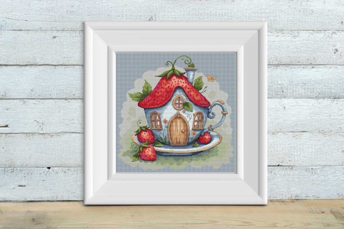 Cross Stitch Pattern Strawberry Teacup