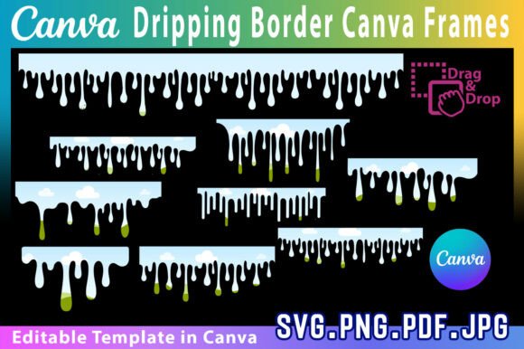 Dripping Border Canva Frames, Paint Drip Graphic by PixelTemplix ...