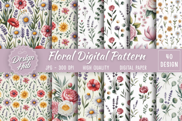 Floral Seamless Pattern Pack Graphic by Design Hub · Creative Fabrica