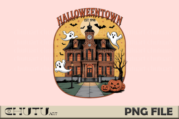 Halloweentown PNG - Spooky Mansion Art
