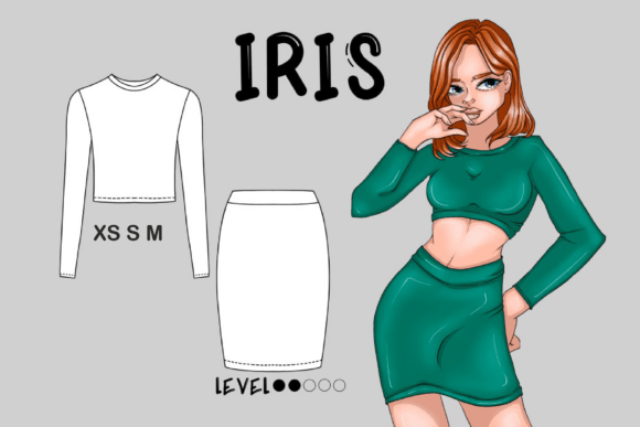 Iris Suit Skirt Top Velvet Suit XS S M