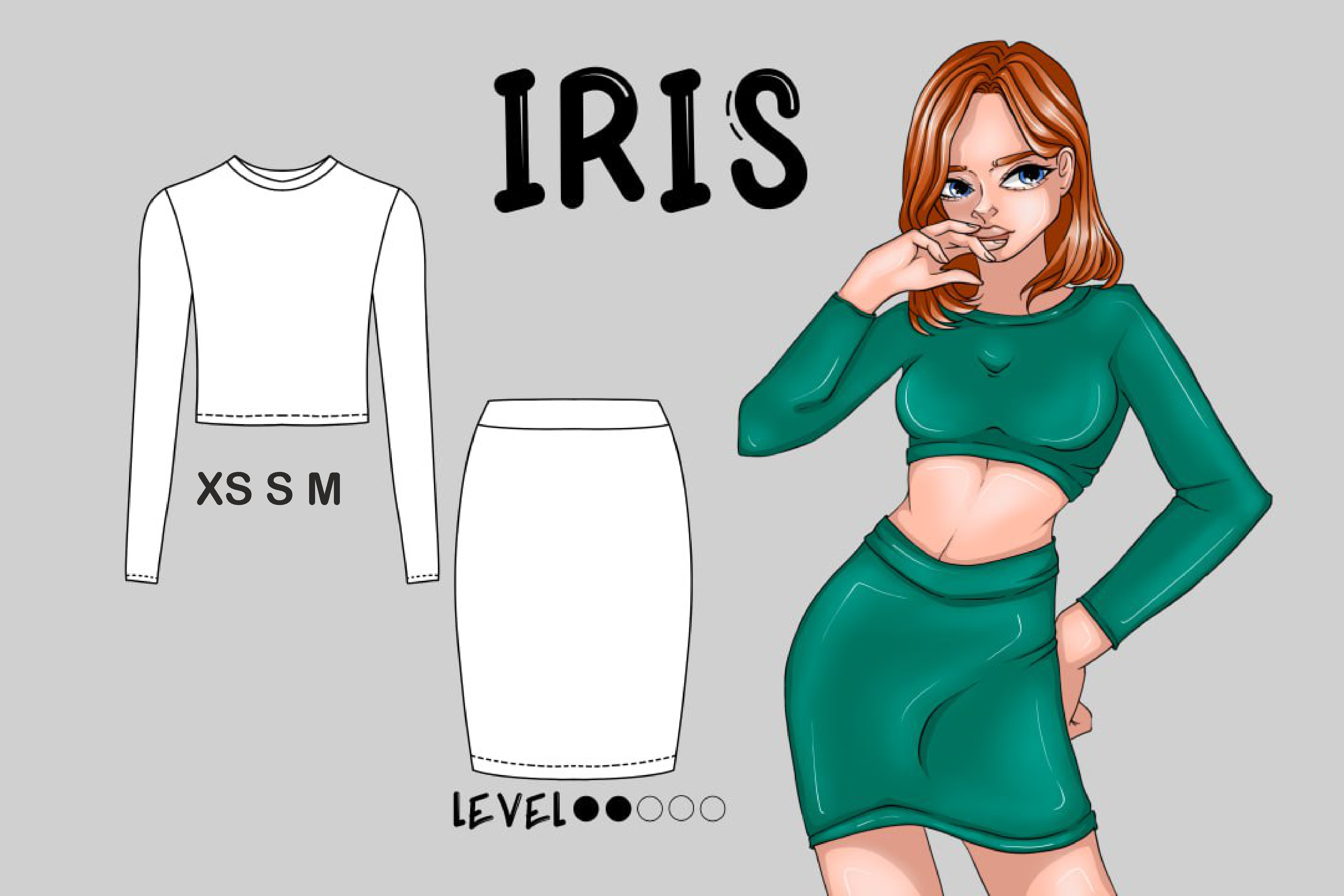 Iris Suit Skirt Top Velvet Suit XS S M