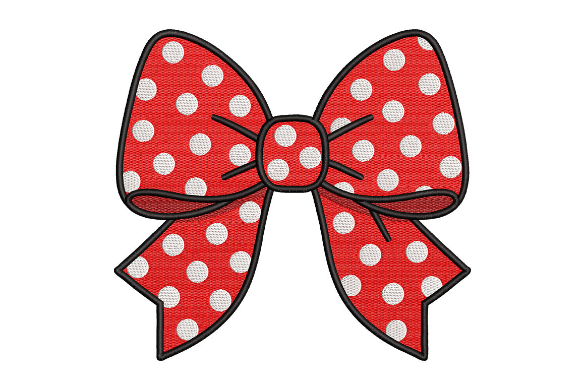 Red Polka Dot Bow Embroidery