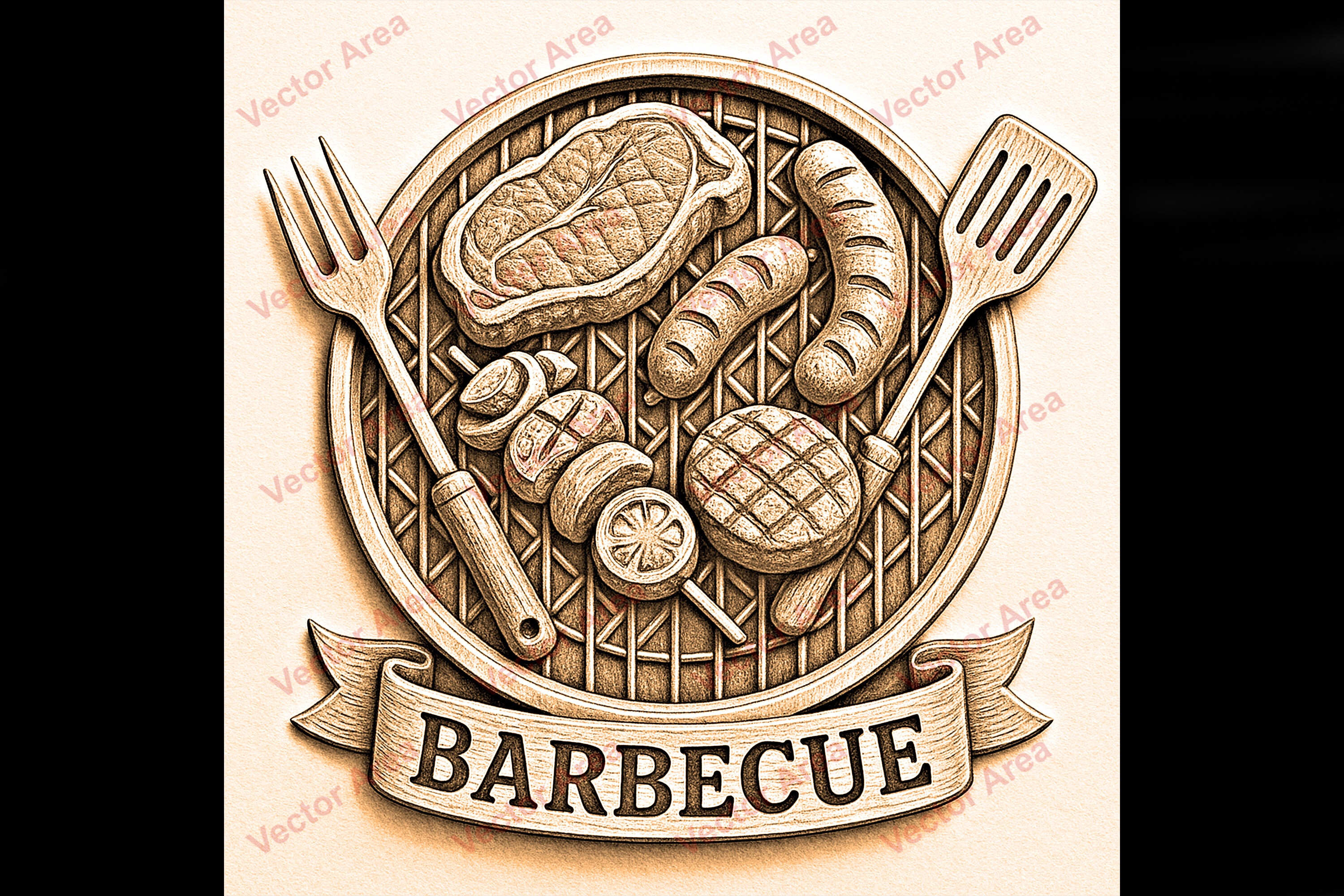 Barbecue Laser Engraving File PNG