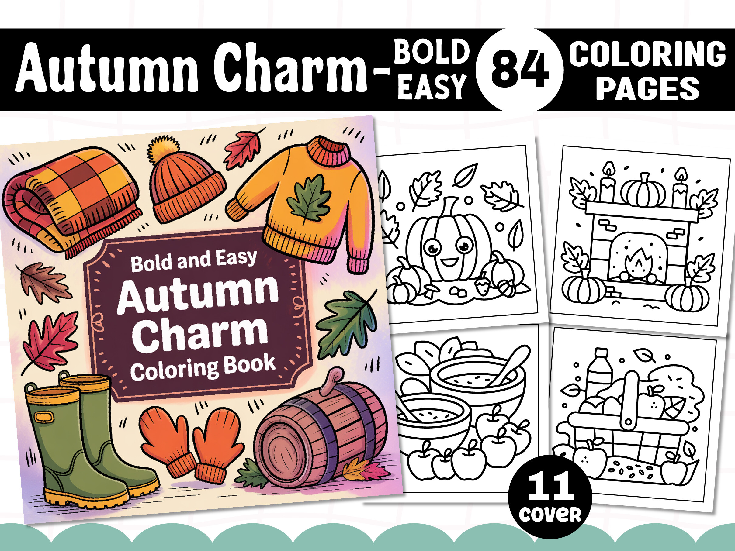 Bold Easy Autumn Charm Coloring Pages