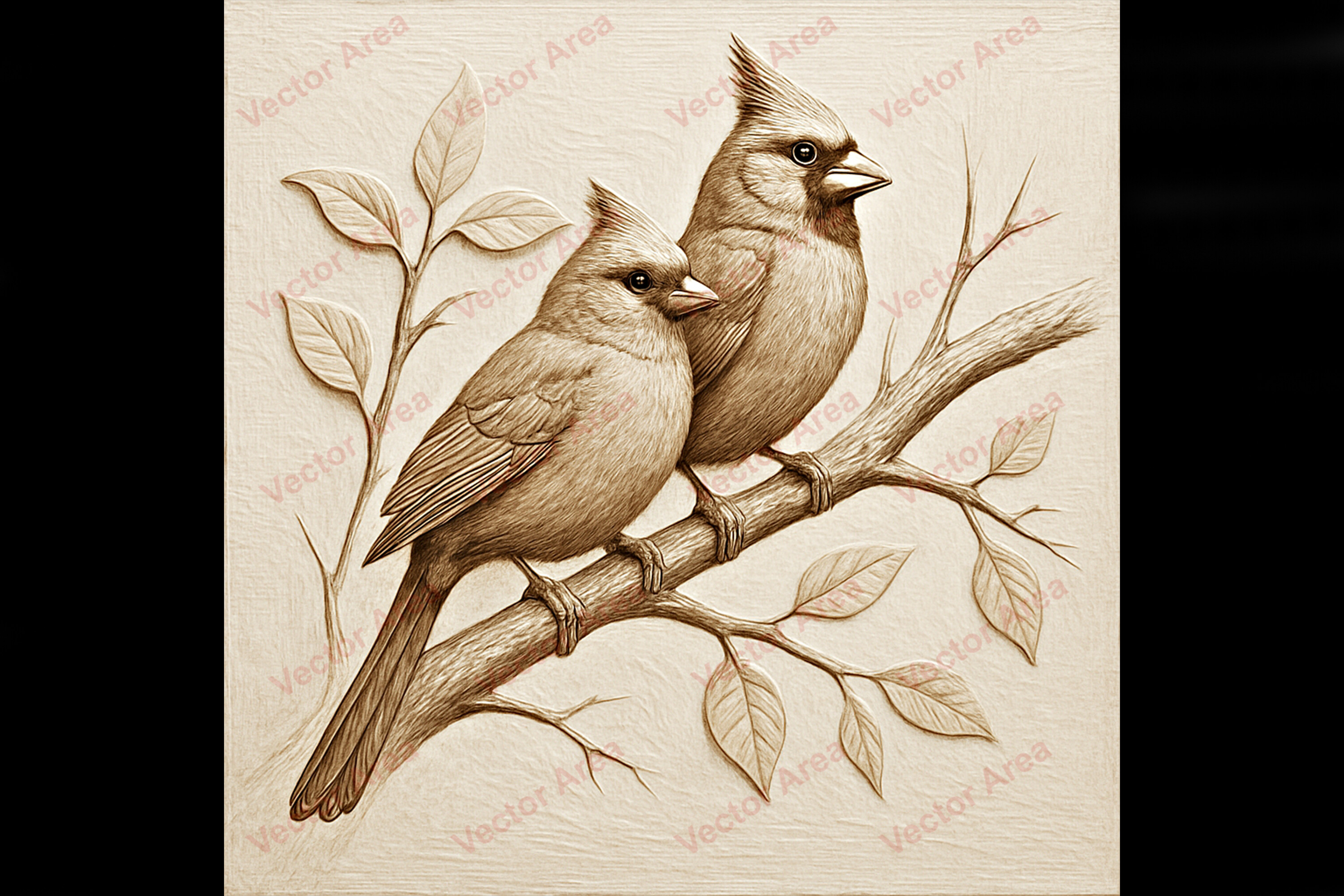 Cardinal Bird Laser Engraving File PNG