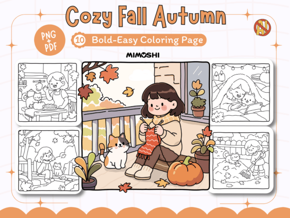 Cozy Fall Autumn Coloring Pages