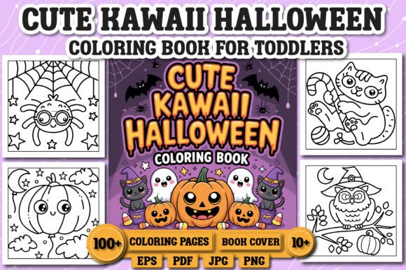 Cute Kawaii Halloween Coloring Book Kids
