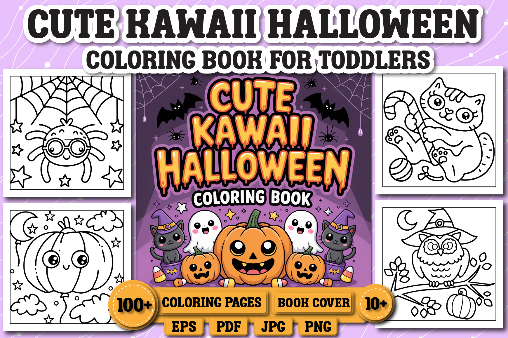 Cute Kawaii Halloween Coloring Book Kids