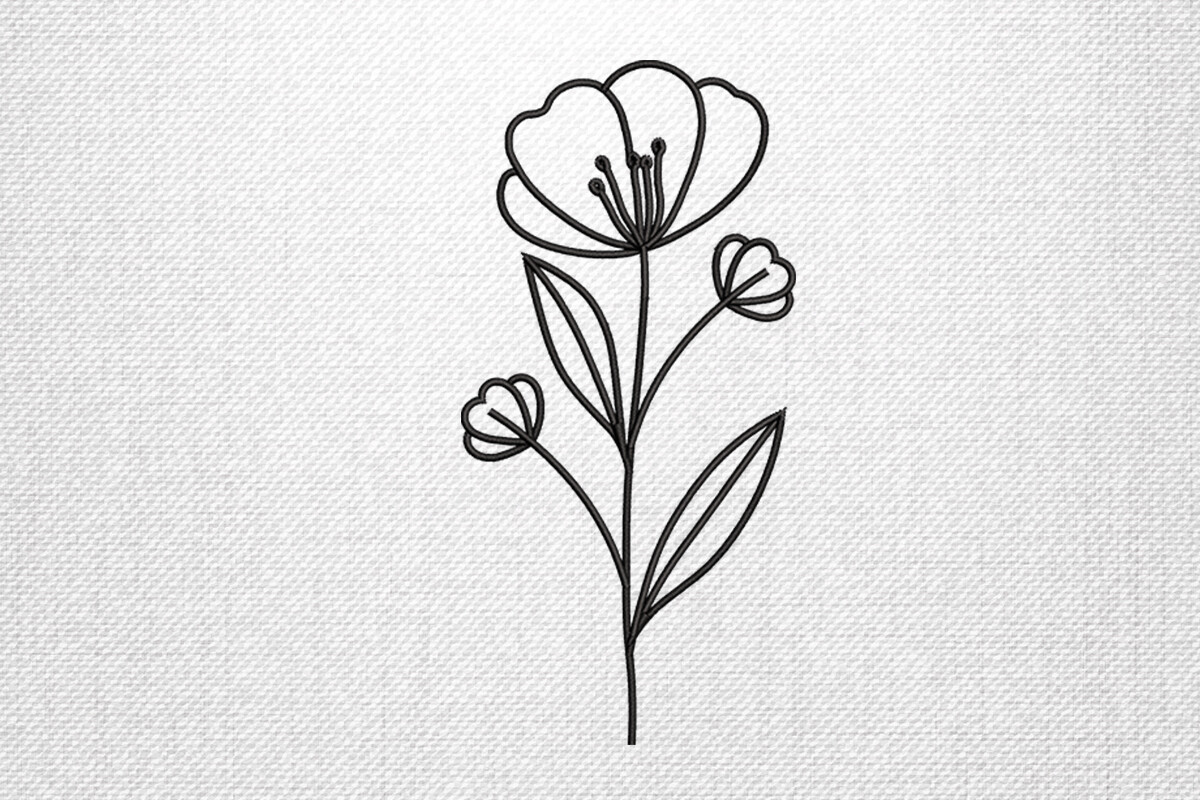 Minimalist Floral Stem Embroidery Design