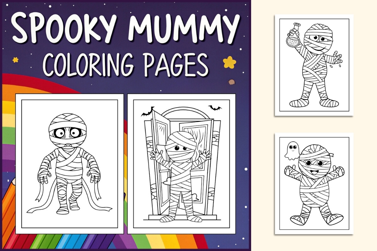 Spooky Mummy Coloring Pages for Kids